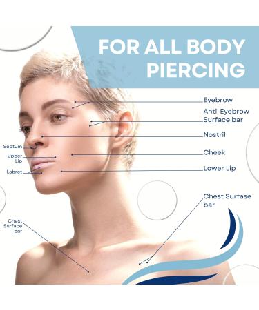 BodyJ4You Piercing Aftercare Saline Solution - Nose Belly & Ear Cleaner - Keloid Treatment & Piercing Bump Removal - Sea Salt & Aloe - 0.33 Fl Oz (10ml - Buy Online on GoSupps.com
