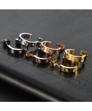 3 pairs C-shaped titanium steel earrings Earacupressure Magnetherapy Detoxi Earrings Acupressure Slimming Earrings - Buy Online on GoSupps.com