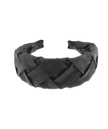 Ladies Wide Plaited Suede Look Block Colour Headband Alice Band (Navy)