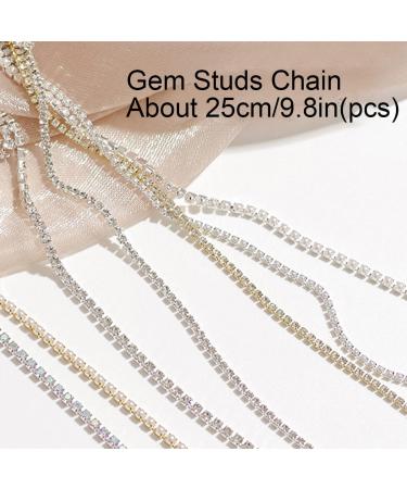 Nail Art Chains 6 Strips Gold Silver Rhinestone Pearl Metal Chains Nail Art Charms Punk Nail Decorations Nail Art Studs for Women Girls Manicure Design DIY Crafts - Buy Online on GoSupps.com