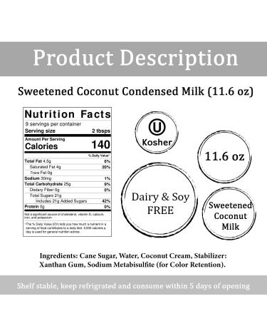 Jamaican Choice Sweetened Coconut Condensed Milk - Dairy & Soy Free, Vegan, Gluten Free, Kosher - 11.6 Oz (Pack of 4) - Buy Online on GoSupps.com