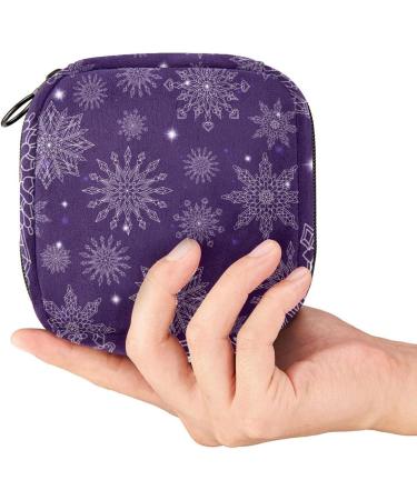 White Snowflakes Winter Pattern Bandage Storage Bag for Menstrual Pads & Cups | Stylish Pocket Zipper Bag for Teenagers & Women - Buy Online on GoSupps.com
