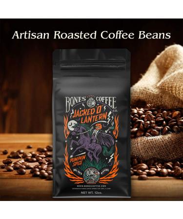 Bones Coffee Company Jacked 'O' Lantern Pumpkin Spice Flavored Coffee | 12 oz Ground Low Acid Medium Roast Gourmet Beans - Buy Online on GoSupps.com