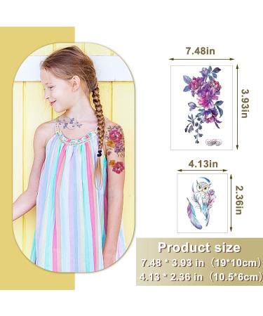 Floral Temporary Tattoos for Women and Kids Waterproof Fake Tattoos for Adults Butterfly, Lion, Deer Designs Realistic Body Art Stickers (50 Sheets) - Buy Online on GoSupps.com