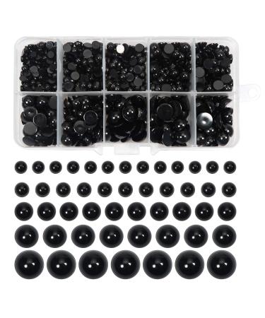 TOAOB 830pcs Round Black Plastic Doll Eyes 4mm 5mm 6mm 8mm 10mm Flatback Cabochon Button Eyeball Beads for Stuffed Animals Amigurumis Crochet Bears Crafts Making 4mm/5mm/6mm/8mm/10mm