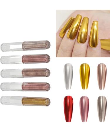 Metallic Nail Polish Easy to Use 5 Colors Metallic Nail Gel Fine Texture for DIY Salon At Home - Buy Online on GoSupps.com