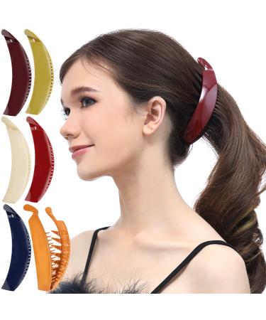 RC Roche Ornament 6 Pcs Premium Interlocking French Banana Hair Clip for Thick Hair - No Slip Ponytail Maker and Fashion Accessory Clamps in Classic Multicolor (Pack of 6) - Buy Online on GoSupps.com