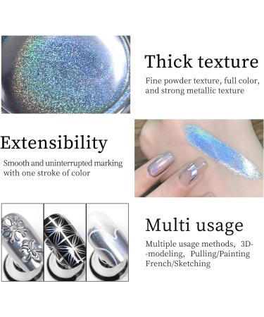 KYDA Holographic Laser Nail Painting Gel Silver Metallic Gel Polish Chrome Nail Polish Gel Laser Rainbow Effect Painted Gel for DIY Nail Art-3ml Mini size - Buy Online on GoSupps.com