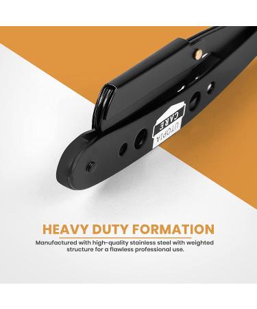 Utopia Care Professional Barber Straight Edge Razor Safety with 100 Lord Blades - Stainless Steel (Black) - Buy Online on GoSupps.com