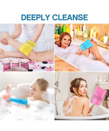 10 Pieces Korean Exfoliating Washcloth Mitt - Double Sided Bath Body Scrub Gloves for Dead Skin Removal - Japanese Spa Towel for a Refreshing Cleanse (Mix Color) - Buy Online on GoSupps.com
