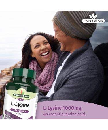 Natures Aid L-Lysine 1000mg Vegan 60 Tablets - High Potency Essential Amino Acid - Buy Online on GoSupps.com