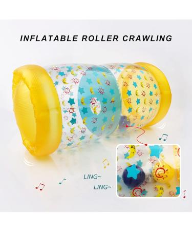GXHONG Baby Crawling Roller Toy - Inflatable 42x22cm for Infant Motor Skills & Coordination 6 Months+ Yellow - International Shipping Available - Buy Online on GoSupps.com