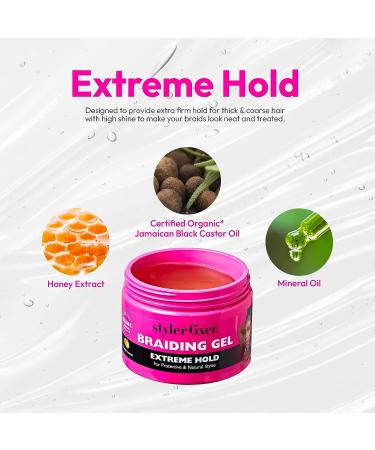 Red by Kiss Braiding Gel for Box Braids & Cornrows- Hydrating & Conditioning Formula with Certified Organic Jamaican Black Castor Oil - 6 oz (Extreme Hold) - Buy Online on GoSupps.com