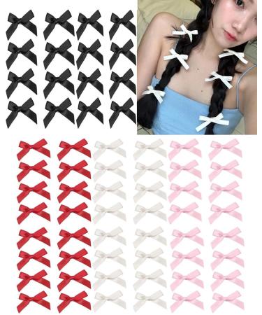 40Pcs Bow Hair Clips Bow Ribbons for Women Girls Toddlers Hair Barrettes for Teens Kids Cute Ribbon Bow Clips Non-slip Hairpins Kawaii Hair Accessories