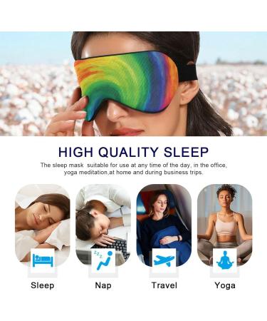 Haskirky Light Blocking Eye Mask for Deep Sleep - Adjustable Adult Men and Women Travel Accessories for Yoga, Meditation, Business Trips - Comfortable, Breathable & Smooth - Rainbow Vortex Design - Buy Online on GoSupps.com