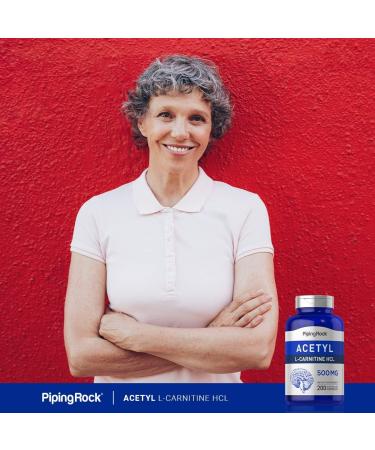 Piping Rock Acetyl L-Carnitine 500mg | 200 Capsules | Non-GMO Gluten Free Supplement - Buy Online on GoSupps.com