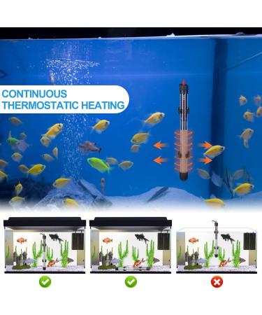 RuikDly 200W Adjustable Aquarium Heater - Waterproof Thermostat for 30-200L Fish Tanks Suction Cup Design International Shipping - Buy Online on GoSupps.com