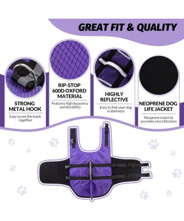 Queenmore Dogs Wowers RipStop Huideling - Lifeguard Dog Floatation Vest | XS Purple for Small Medium Large Dogs - Buy Online on GoSupps.com