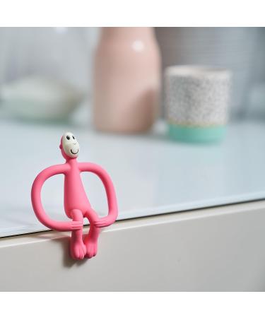 Matchstick Monkey Pink Antimicrobial Silicone Teether | BPA Free | Easy-to-Grip Design | 3+ Months | Gel Applicator | 11cm - Buy Online on GoSupps.com