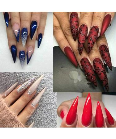 YIMART 600pcs Acrylic Long Stiletto Nail Tips - Sharp False Nail Art Tips for Salon - Clear - Buy Online on GoSupps.com