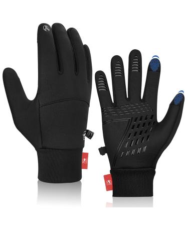 Cevapro Winter Gloves for Men Women Lightweight Cold Weather Thermal Gloves Touchscreen Windproof Gloves for Running Hiking Driving Cycling Black-a Small