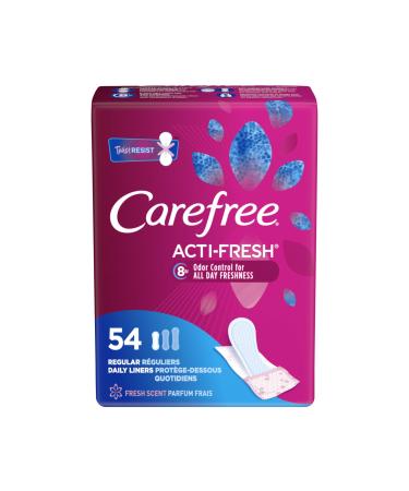 Care Free Acti-Fresh Body Shaped Regular Pantiliners Fresh Scented 54 Count (Pack of 1) Package may vary