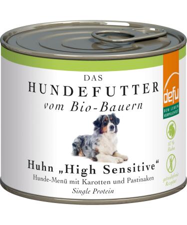 Defu dog food |1 x 200 g |Organic chicken high sensitive |Cereal-free premium organic wet feed menu for dogs organic chicken 200 g (1 Pack)
