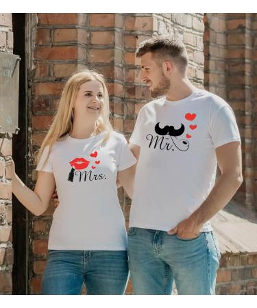 Colevkie Mr Mrs Tshirt for Husband Wife Couple Tshirt for Him and Her Boyfriend Girlfriend 1 Piece White-mrs X-Small - Buy Online on GoSupps.com