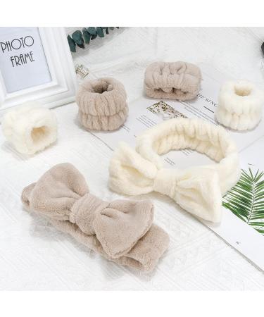 WHAVEL 6-Piece Face Wash and Spa Headband Wristband Set - Beige/Light Coffee | Makeup and Skincare Accessories - Buy Online on GoSupps.com