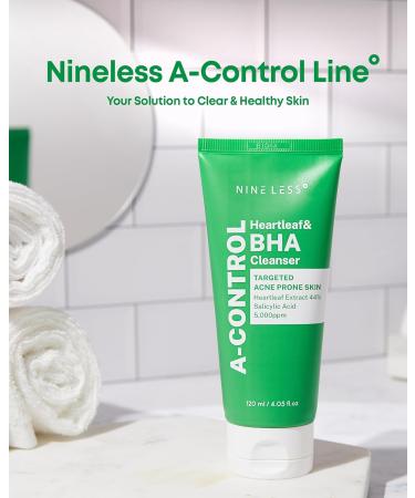 NINELESS A-Control Heartleaf & BHA Cleanser Korean Exfoliating Face Wash with Salicylic Acid for Clear Skin Blackhead Remover Deep Pore Cleansing 4.05oz. - Buy Online on GoSupps.com