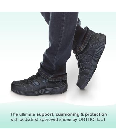 Orthofeet Men's Arch Support Sneakers Alamo 9.5 Wide Black | Two-Strap System - Buy Online on GoSupps.com