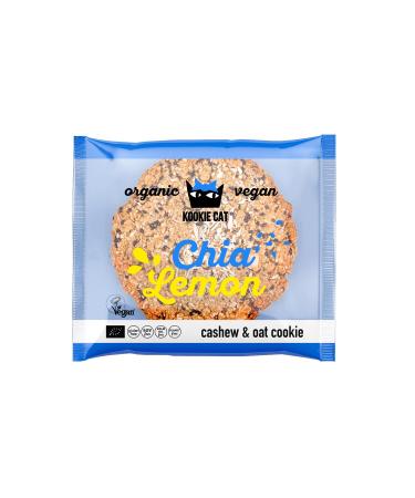 Kookie Cat Chia & Lemon Vegan Cookies - Gluten Free Soy Free Organic 12 x 50g Multipack - Buy Online on GoSupps.com