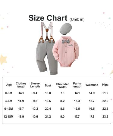 Baby Boy Gentleman Suit Set | Formal Tuxedo Romper + Pants + Beret Hat | 12-18 Months | Pink - Buy Online on GoSupps.com