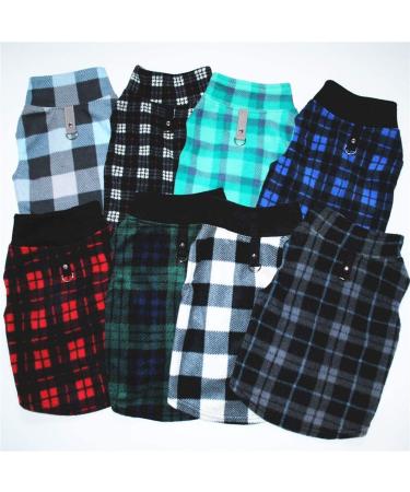 PIXRIY X-Small Dog Sweater Fleece Vest with Leash Ring for Winter - Christmas Puppy Clothes for Small Dogs and Cats - Black Grey Plaid - Buy Online on GoSupps.com