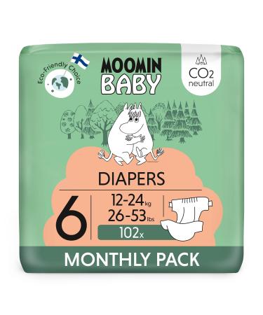 Muumi baby ko diapers size 6 12-24 kg 102 pieces of monthly box soft premium diapers |Soft and skin -friendly breathable absorbent no unnecessary chemicals |Size 6 12-24kg 102 pieces