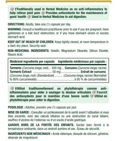 Nature's Bounty Turmeric Curcumin 450mg Capsules - Joint Pain Relief & Antioxidant Supplement - 120 Count - Buy Online on GoSupps.com