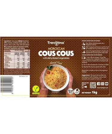 Trevijano Moroccan Couscous with Dehydrated Vegetable Flavour Spice cou Pack 1kg - Buy Online on GoSupps.com