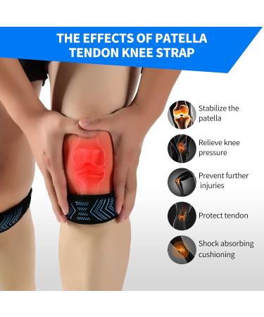 Buy Abyon Patella Tendon Bandage 2-Pack | Adjustable Knee Support for Sports Fitness & Hiking | Unisex Black & Blue - Buy Online on GoSupps.com