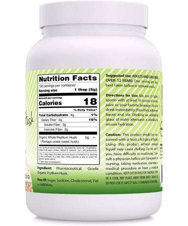 Amazing India USDA Organic Whole Psyllium Husk Powder Supplement | 5 Grams Per Serving | Non-GMO | Gluten Free | Made in USA (24 Oz | 1 Pack) - Buy Online on GoSupps.com