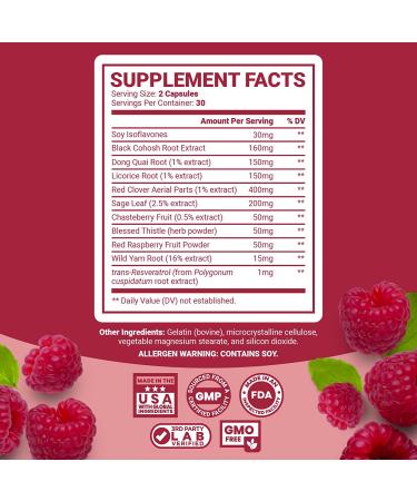 Menopause Relief & Hormone Balance Supplement - Adrenal & Thyroid Support with Dong Quai, Wild Yam Root, Black Cohosh - Women's Health - Buy Online on GoSupps.com