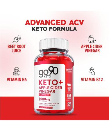 Go90 Keto Gummies - Vegan Formula with ACV, Vitamin B12 & Pomegranate Juice - 60 Gummies for Weight Loss - Shark Tank Approved - Buy Online on GoSupps.com