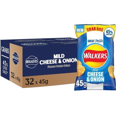 Walkers Less Salt Grab Mild Cheese & Onion Crisps 45g (96 Bags)