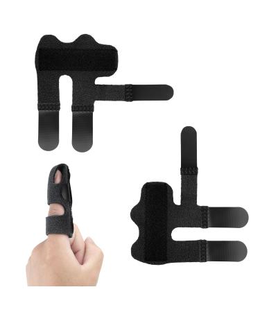 SAVITA 2pcs Finger Splints  Composite Cloth Trigger Finger Splints Finger Brace for Broken Finger Protection Pain Relief Broken Fingers Straightening (Black  All-inclusive)