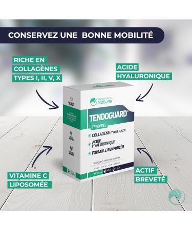 Prescription Nature - TENDOGUARD - Food Supplement with Vitamin Collagen Hyaluronic Acid and Chondroitin - Tendons - Made in France - 60 Capsules - Buy Online on GoSupps.com