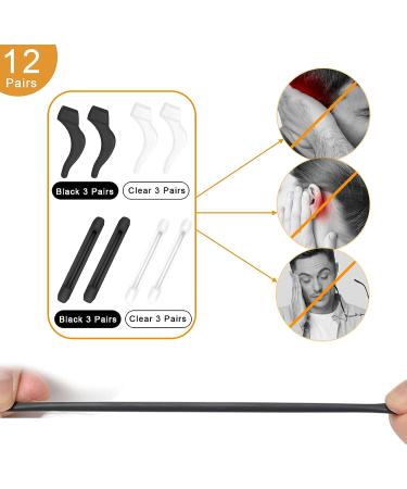 Anti-slip Silicone Temple Tips for Eyeglasses - Black & Clear - Buy Online on GoSupps.com