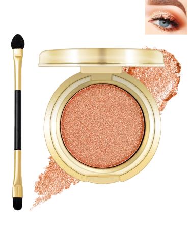 Single Orange Glitter Eyeshadow Pearl Shimmer Eye Shadow Palette with Brush Longwear Waterproof Cream Eyeshadow Intense Color Ultra-Blendable Sparkly Eyeshadow Makeup Sombras Para Ojos Con Brillo-03 03# Orange