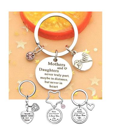 ULemeili Mother Daughter Gift Keyring Keychain, Mum Rhinestone Key Ring Mother's Day Key Ring (A, One Size) A One Size
