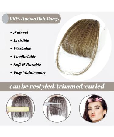 Clip in Bangs Hair Extension- 100% Human Hair Wispy French Bangs Fringe- Light Brown Wispy Bangs for Women - Buy Online on GoSupps.com