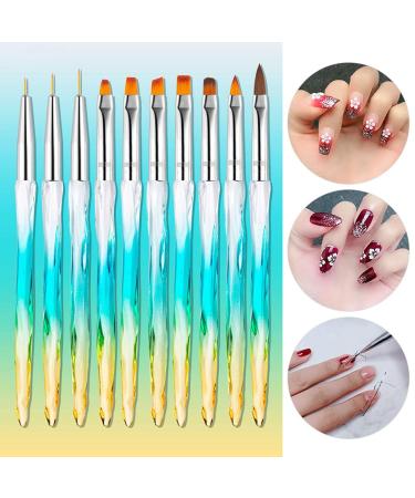 10pcs Nail Art Brushes Set - Carved Crystal Pens for Precision Nail Design - Assorted Brush Pens for DIY Nail Art - Buy Online on GoSupps.com
