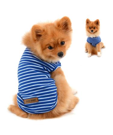 Paidful Clothing For Small Dogs Young Girls Summer Striped Welpe T-Shirt West Breaktakt 100% cotton T-shirt sleeveless chihuahua yorkshire blue M m: back length: 25cm/9.5 " bust: 37cm/14.5" Blue